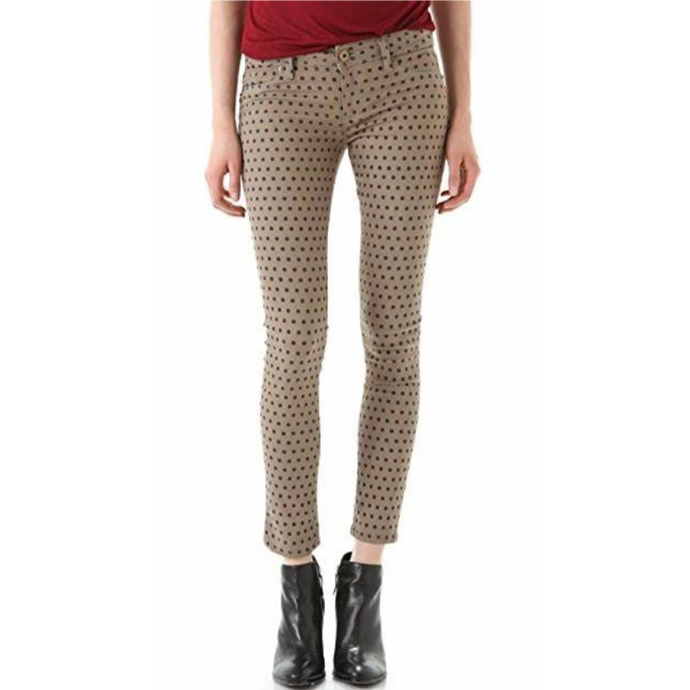 DL1961 Emma Denim Leggings Polka Dot Print Cork Ankle Pants Womens Size 27